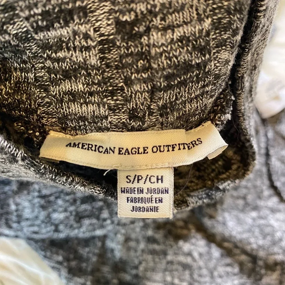 American Eagle Outfitters Knit Dress Gray Swing Mock Neck Long‎ sleeves Small